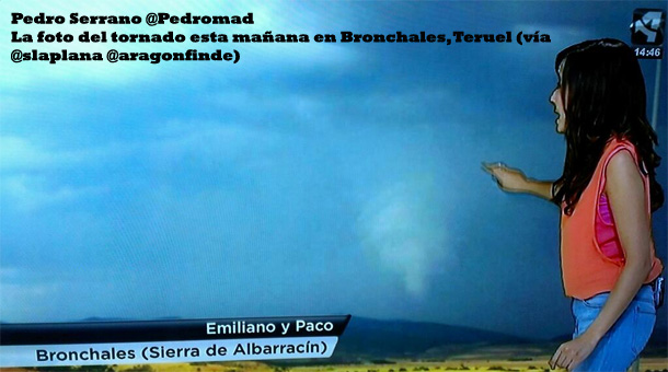 Captura de pantalla del tornado de Teruel
