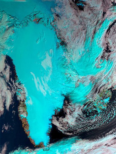 La superficie helada de Groenlandia captada desde el Satélite Metop-B