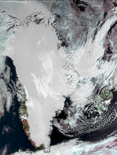 La superficie helada de Groenlandia captada desde el Satélite Metop-B