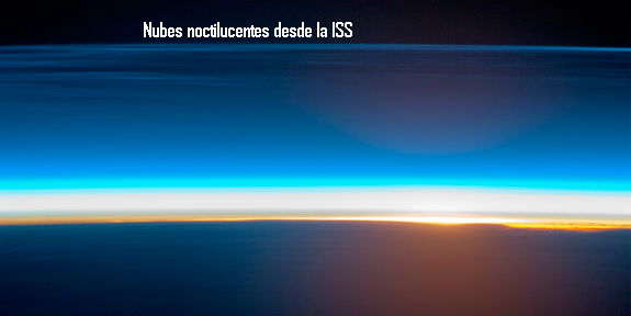 Nube noctulicente desde la ISS