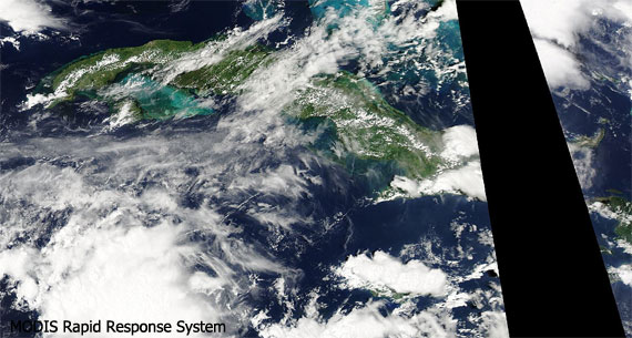 Imagen visible de alta resolución sobre Cuba. Satélite AQUA (Sensor MODIS), 28.08.13.