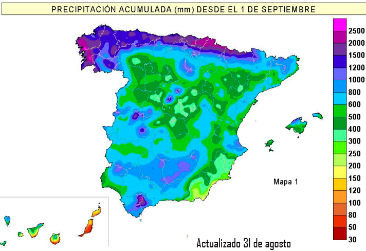 2012-2013 el séptimo año hidrológico más húmedo en España desde 1970