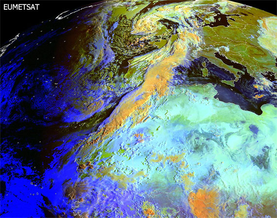 Imagen visible y falso color RGB, 07.09.13, 07 UTC
