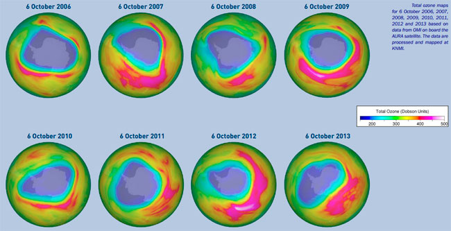 El agujero de ozono antártico alcanza su máximo anual (16-09-2013)