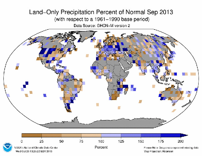 Informe climático de la Tierra. Septiembre de 2013