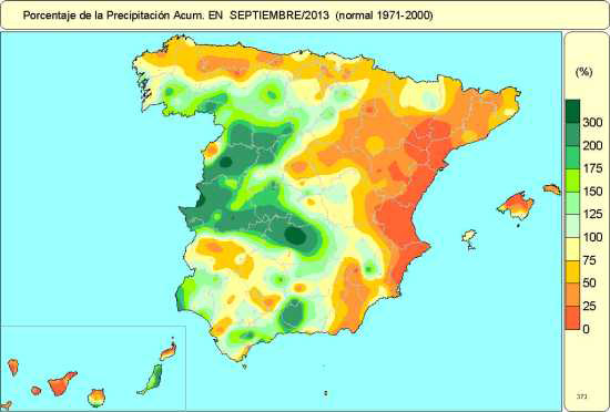 AEMET, septiembre de 2013: cálido y ligeramente seco en España