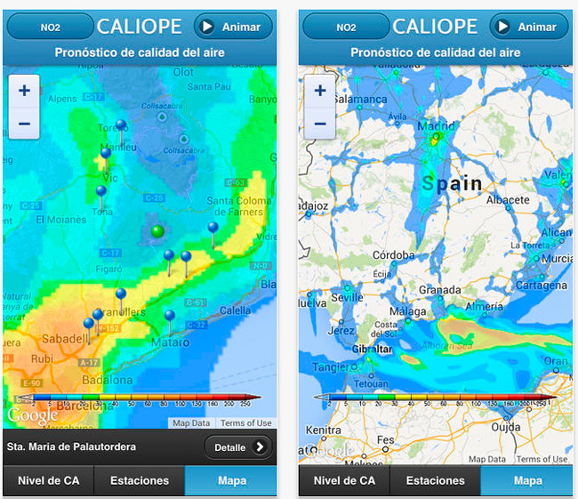 Disponible la aplicación CALIOPE para Android e iOS de pronóstico de la calidad del aire