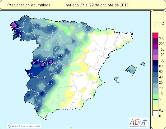Octubre de 2013: muy cálido y desigual en precipitaciones en España