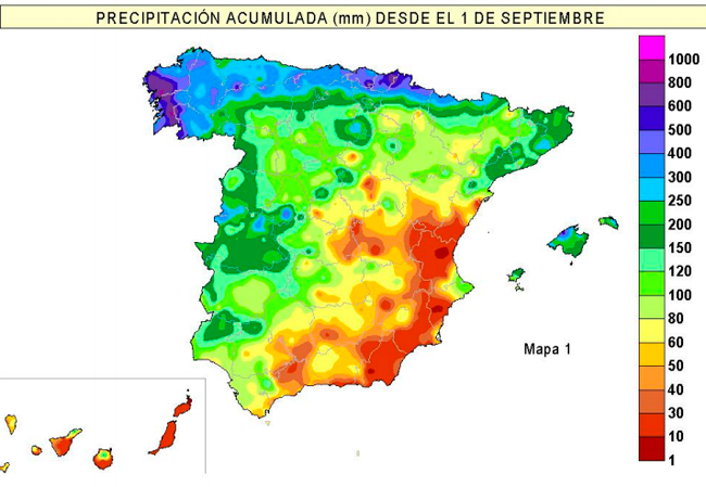 Noviembre de 2013: frío y seco (en general) en España