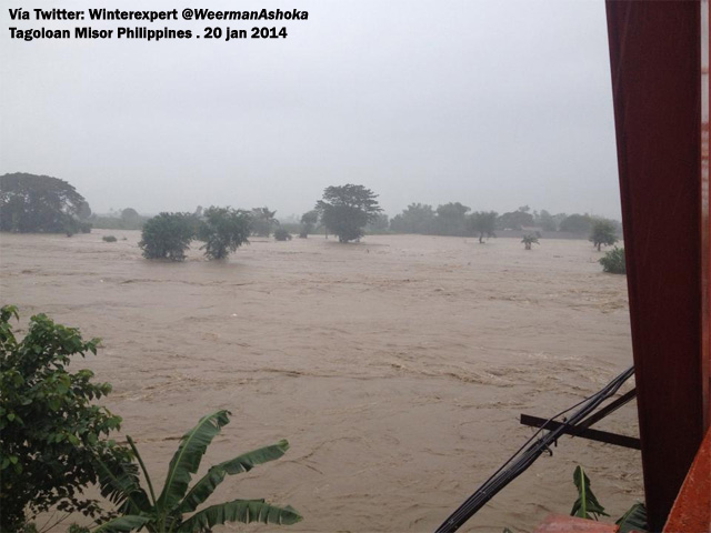 Inundaciones en Tagoloan, Filipinas, vía Twitter.