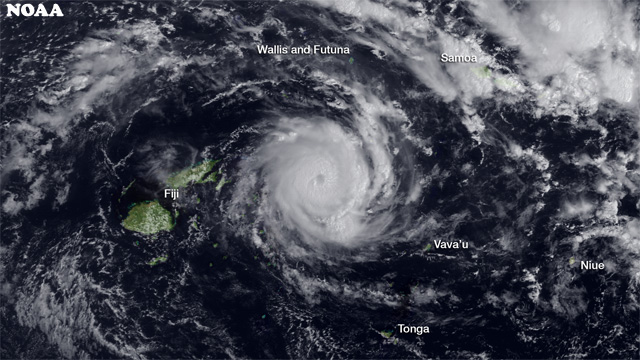 Imagen visible del ciclón tropical IAN, Islas Fiji.