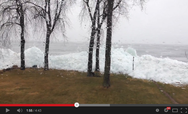 Tsunami de hielo o Ice Shove en Manitoba, Canadá, mayo de 2013.