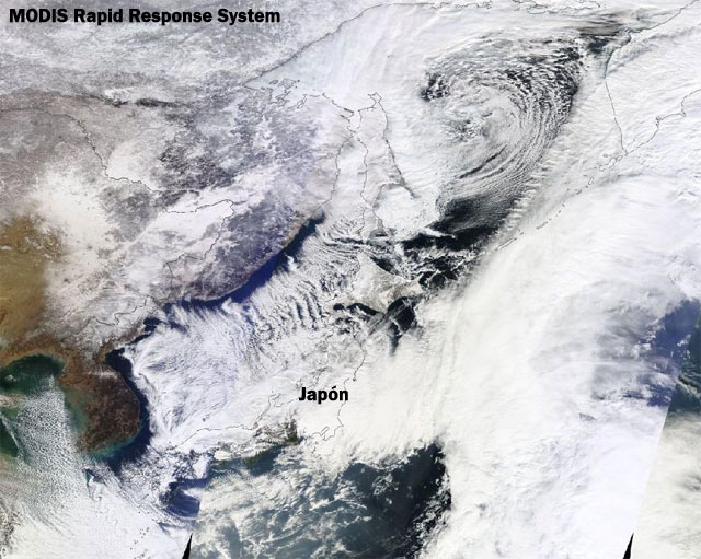 Sureste de Rusia, este Mongolia y noreste China, nevadas.