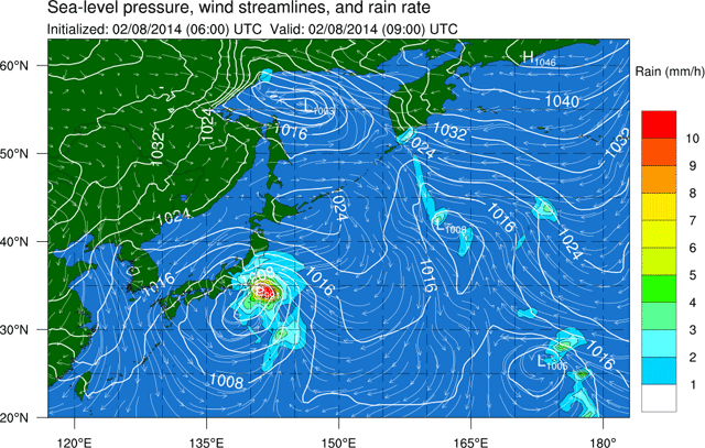 Análisis de superficie según el modelo GFS, de hoy a las 09 UTC. Crédito: Global Sailing Weather.