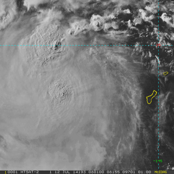 Imagen visible de Rammasun, como depresión tropical. Satélite MTSAT-2, 12 julio 2014, 08:01 UTC. Crédito: RAMMB/CIRA.