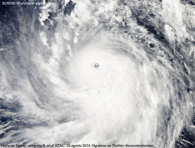 Imagen visible de alta resolución, gran huracán Marie categoria 5 en el EPAC. Satélite AQUA (MODIS).