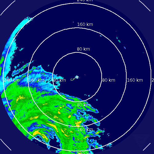 Imagen de radar de Gonzalo. Crédito: Servicio Meteorológico de Bermuda.