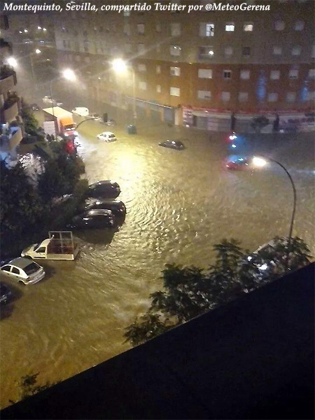 Montequinto, Sevilla, esta mañana, inundado.