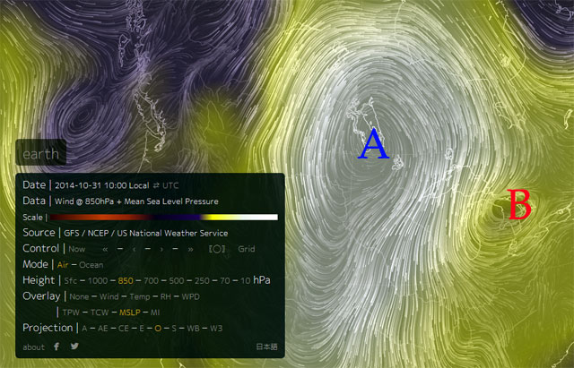 Análisis atmosférico del entorno sinóptico, 31 octubre 2014, 09 UTC. Modelo GFS.