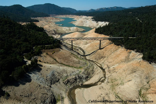Estado del Lago Oroville, septiembre 2014. Crédito: California Department of Water Resources.