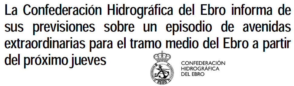 Nota de Prensa de la Confederación Hidrográfica del Ebro.