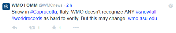 Cuenta Twitter de la Organización Meteorológica Mundial.