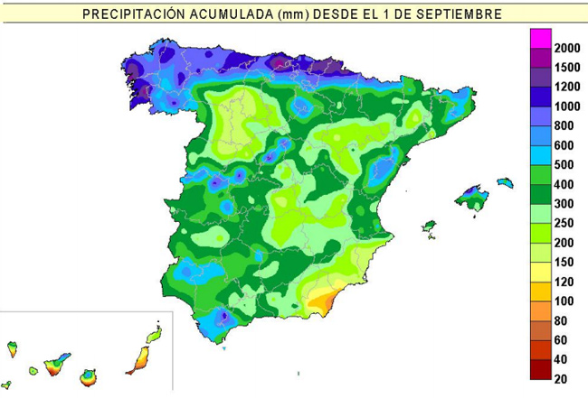 Marzo de 2015 en España: húmedo y ligeramente cálido