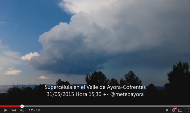 Captura del vídeo timelapse de la supercélula en Ayora.