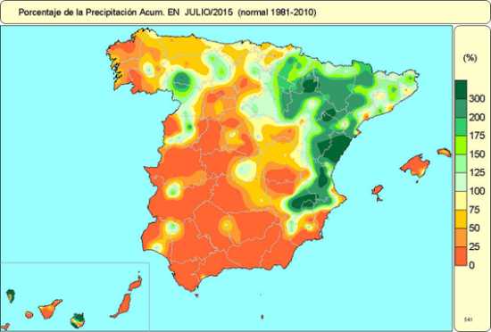 distribucion precipitaciones españa julio 2015