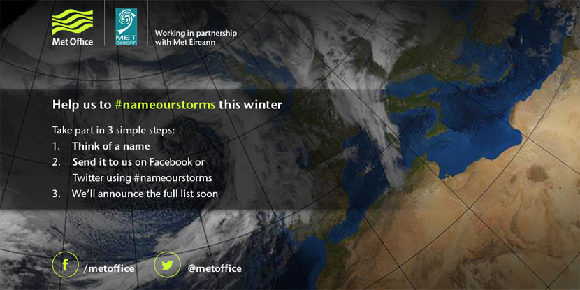 Proyecto #nameourstorms de los Servicios Meteorológicos Nacionales del Reino Unido (Met Office) e Irlanda (Met Eireann).