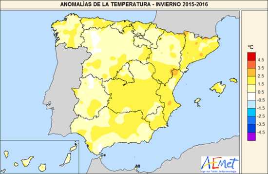 distribucion temperaturas invierno 2015-16 españa