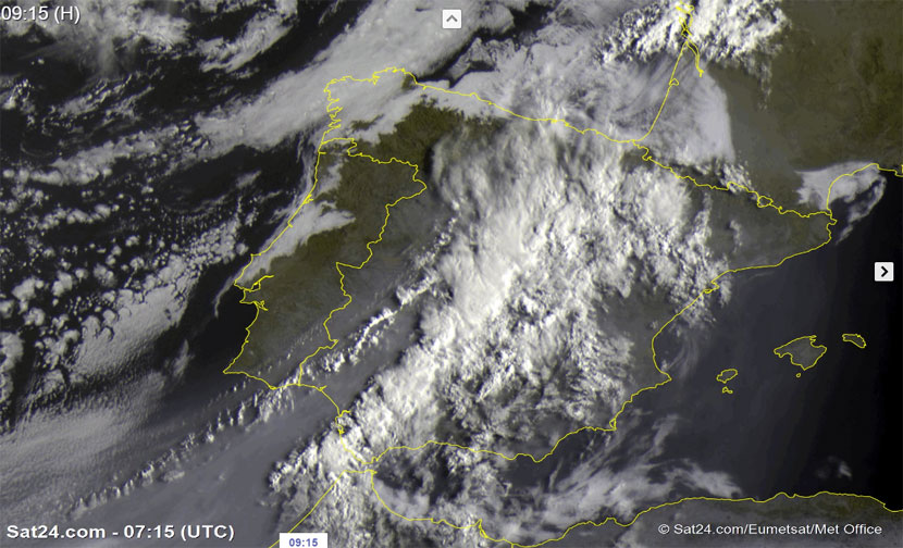 Imagen visible centrada en la Península Ibérica, 20 de julio de 2016, 07:15 UTC.